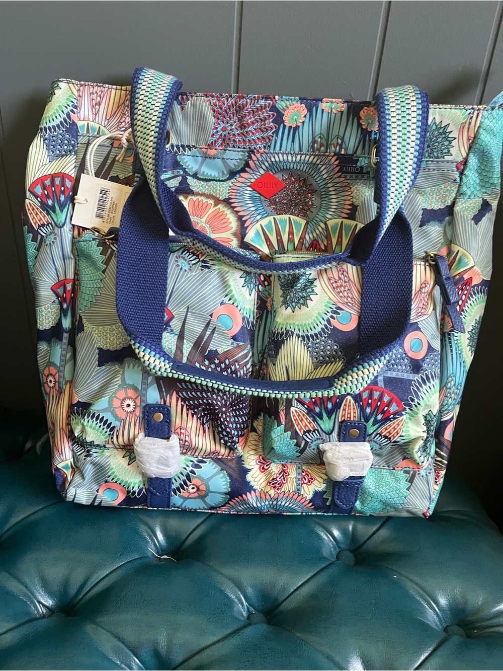 Oilily Multicolor Tote Bag with Corded Handles